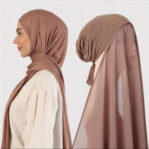 Five 2-in-1 hijab and cap sets